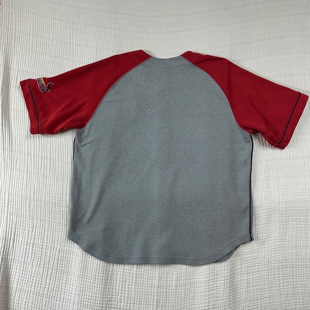 Vtg Nike St Louis Cardinals Mens Jersey Baseball MLB Button Up Grey Red Size L - Picture 6 of 10